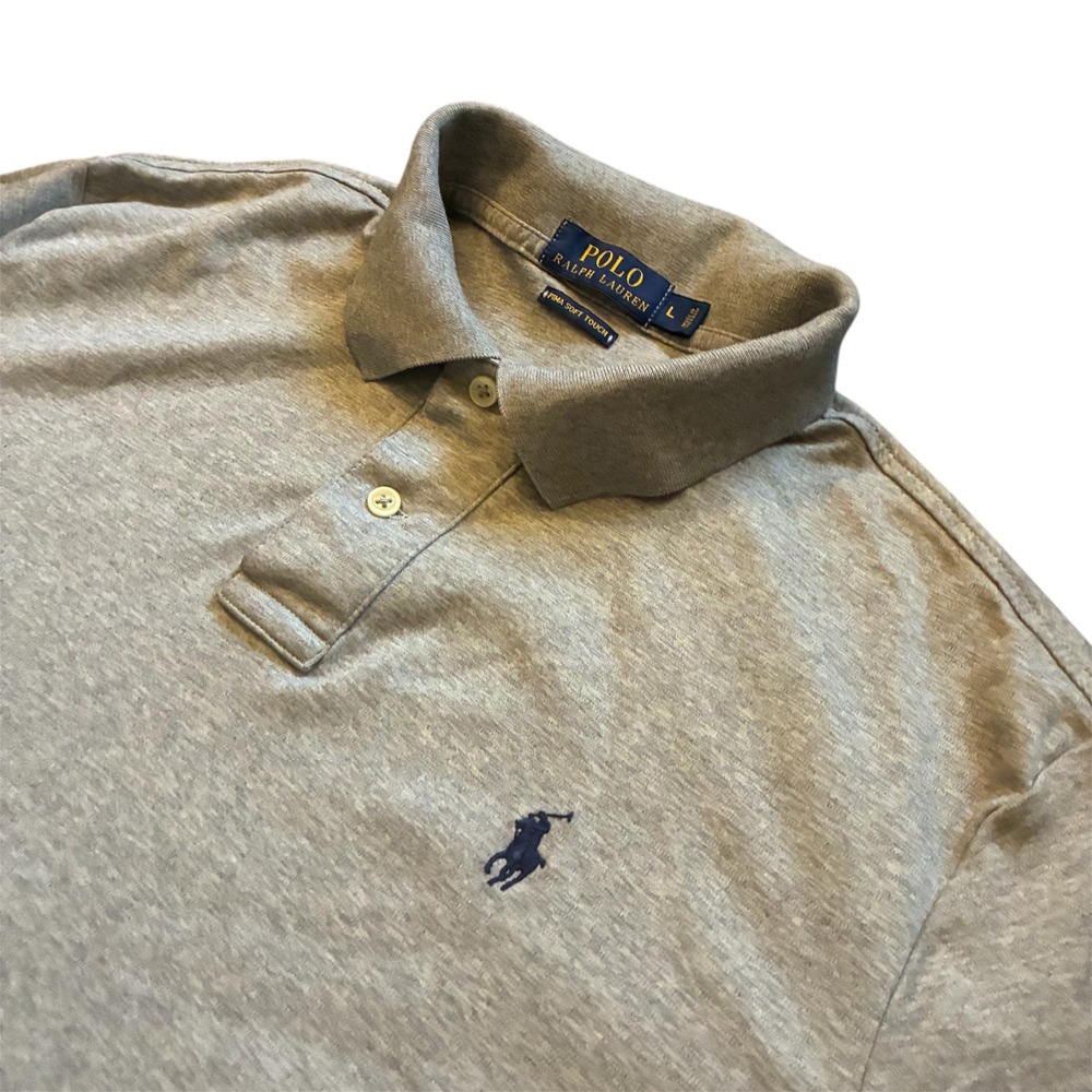 Polo Ralph Lauren Men's Grey Polo Shirt Pima Soft Touch Short Sleeve Size Large